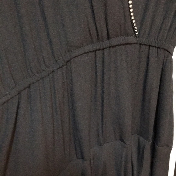 Vintage 1980s Black Flowy Skirt Dancing Dress Rhinestone Trim Small /Med Woman’s - Picture 12 of 17